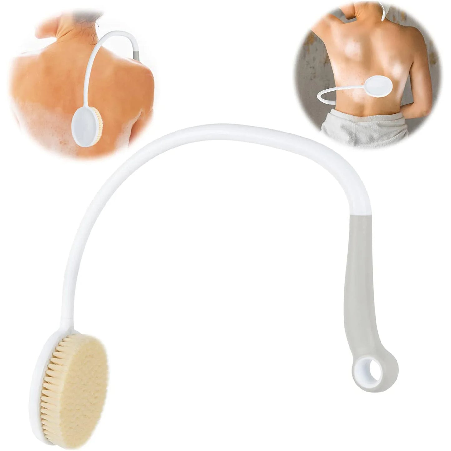 Back Bath Shower Body Brush With Curved Handle for Elderly, Disabled, Limited Mobility