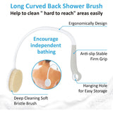 Back Bath Shower Body Brush With Curved Handle for Elderly, Disabled, Limited Mobility